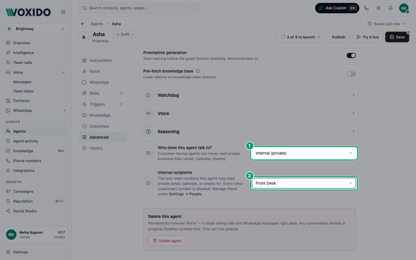 Internal recipients picker