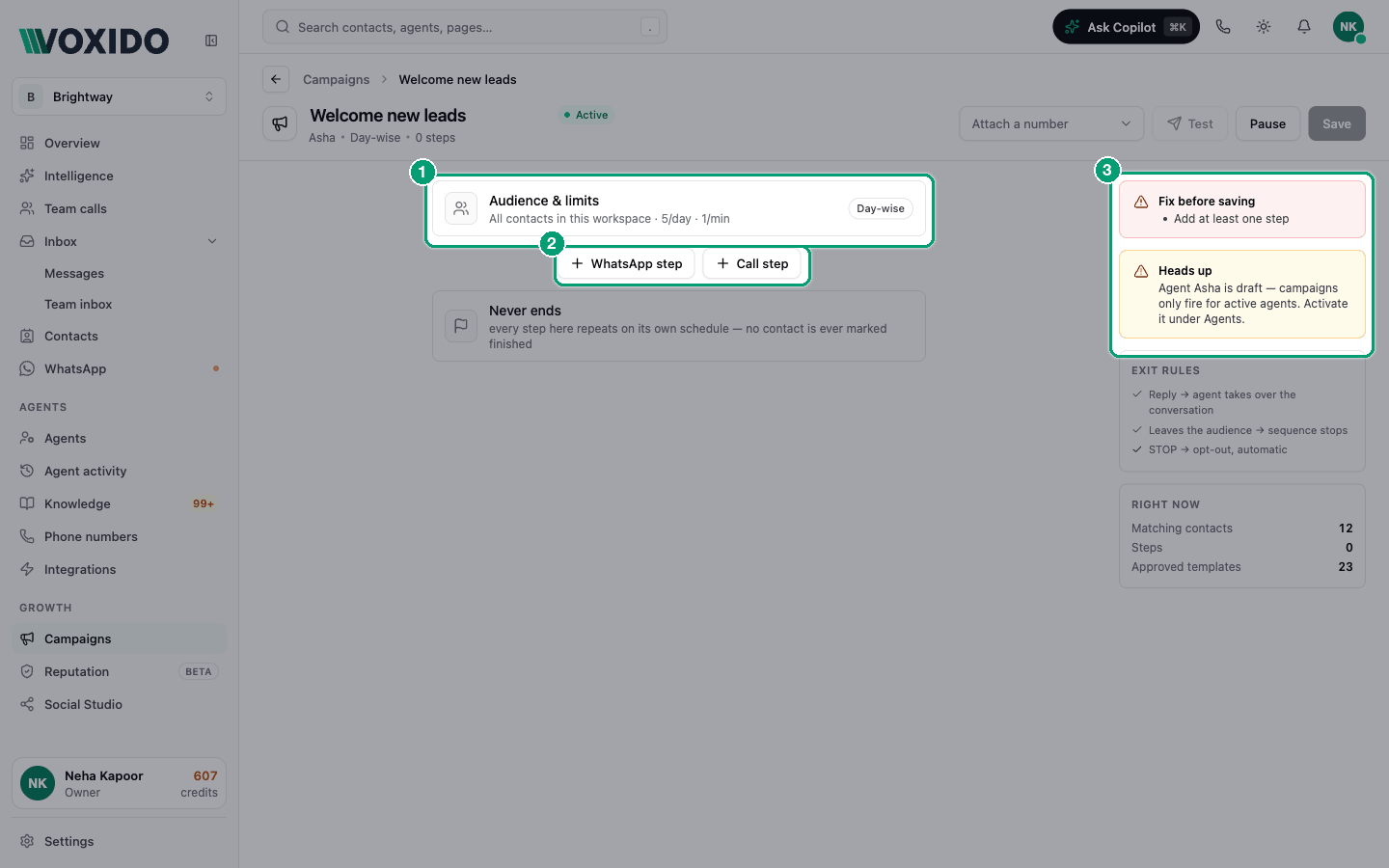Campaign builder — empty new campaign