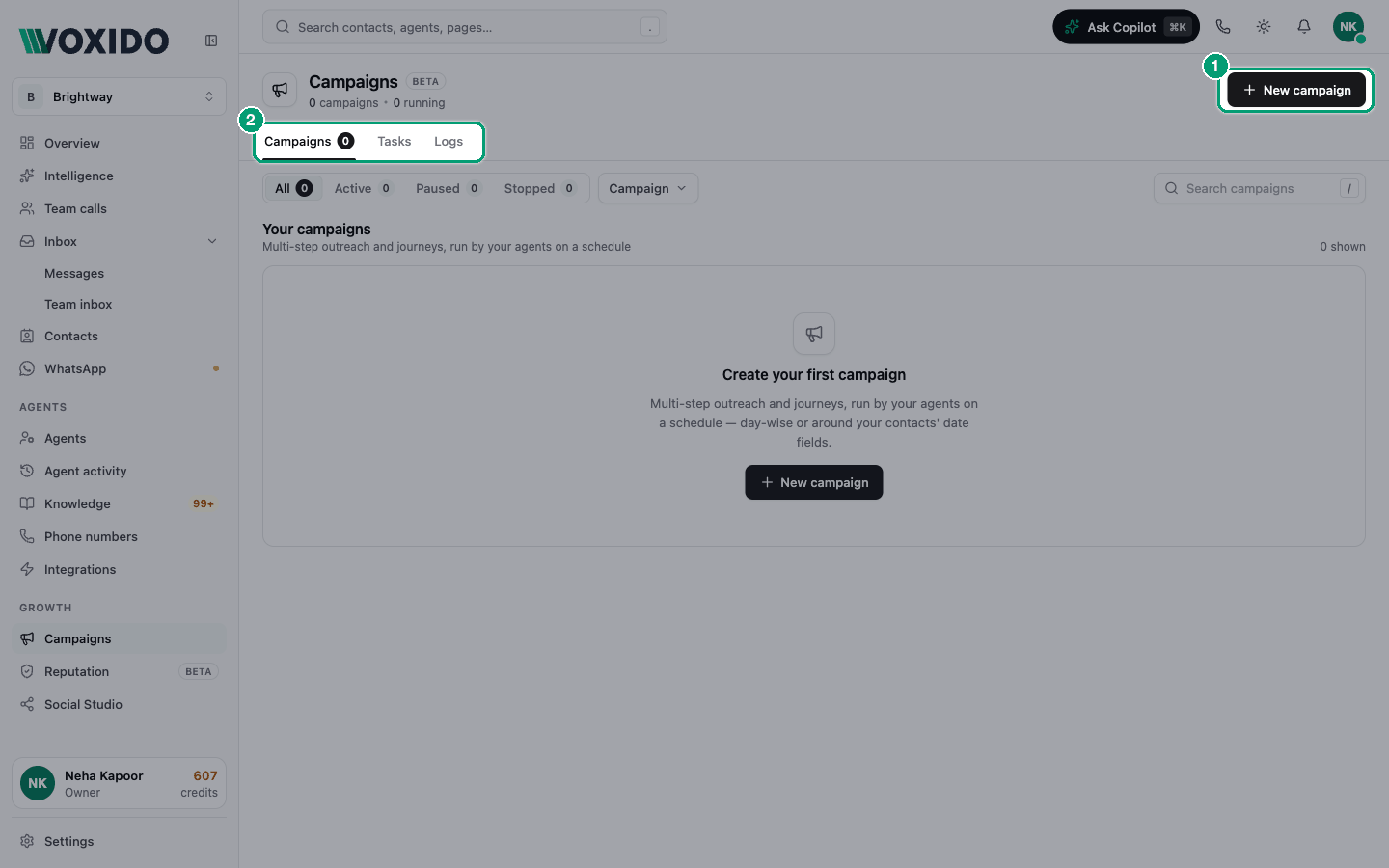 Campaigns page