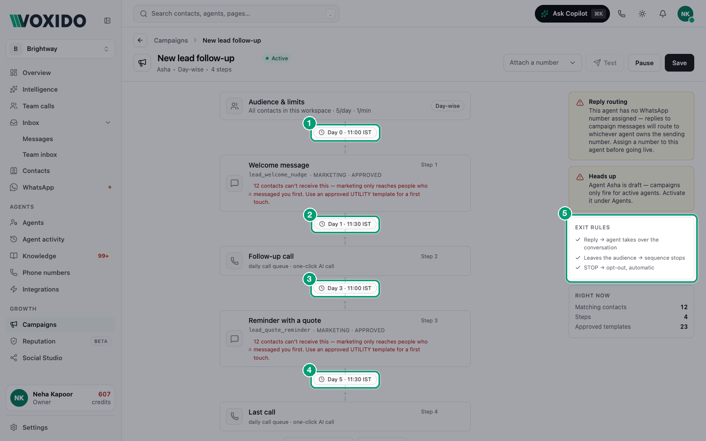 Lead follow-up campaign with four steps