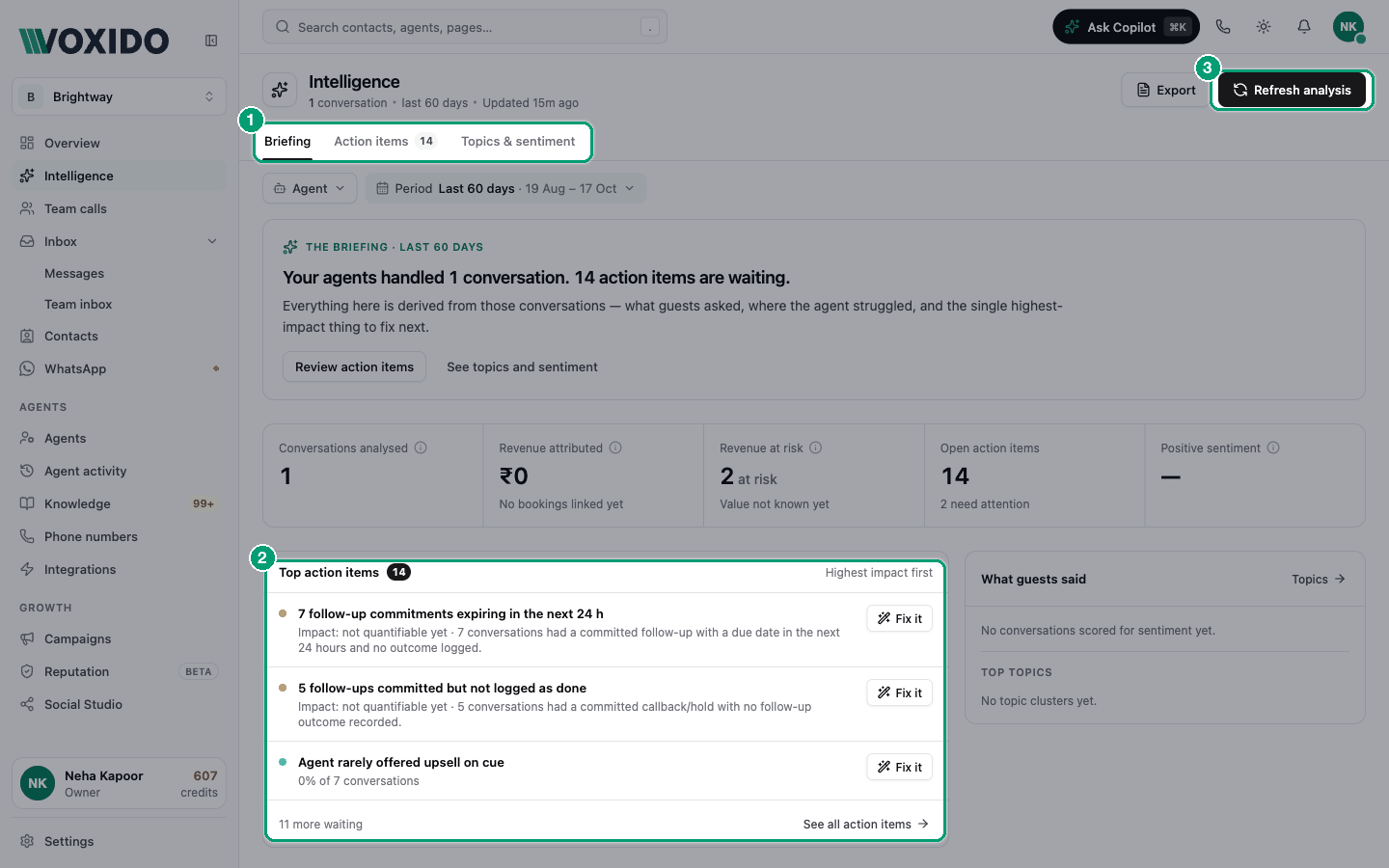 Intelligence — Briefing tab