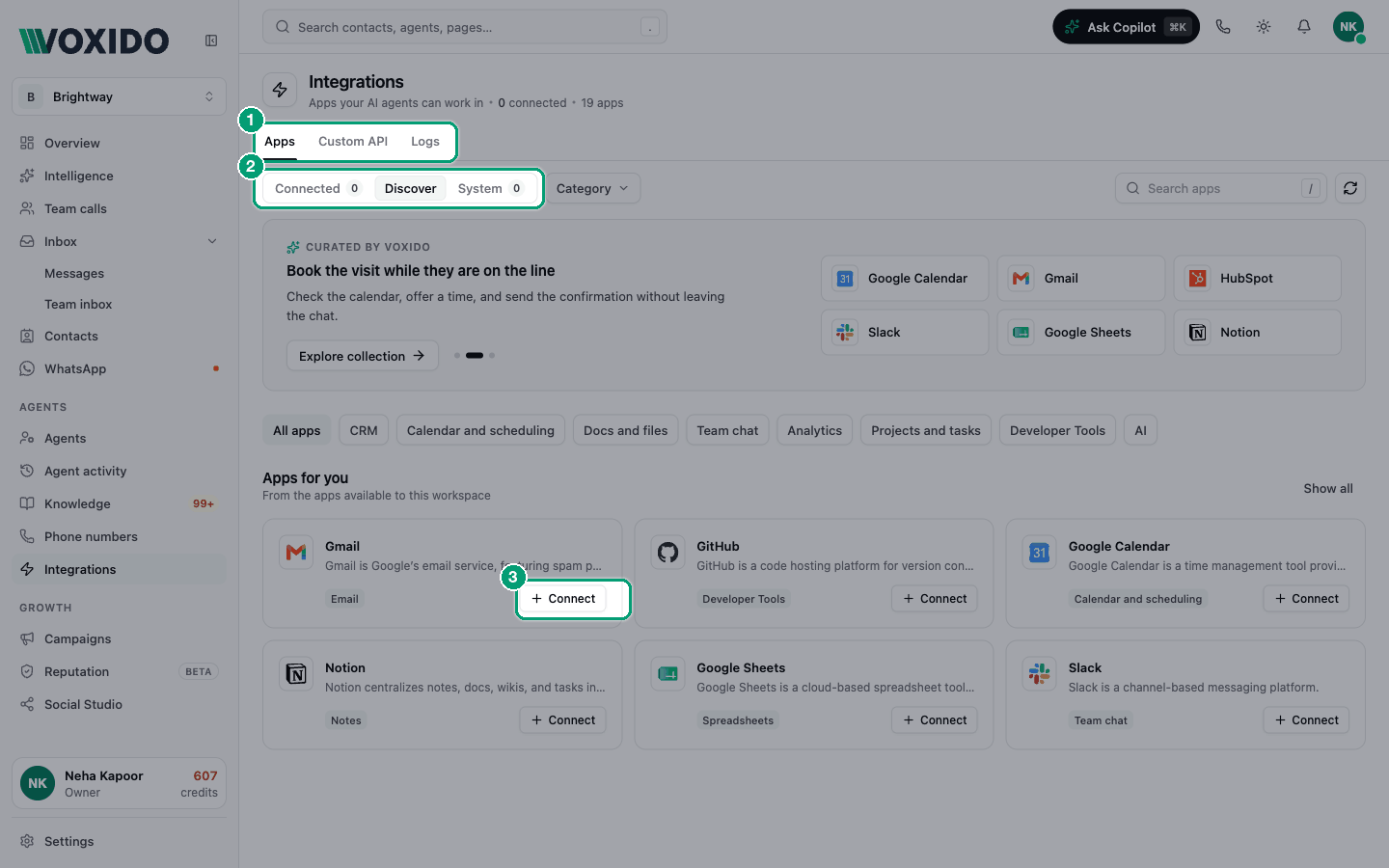 Integrations — Apps tab