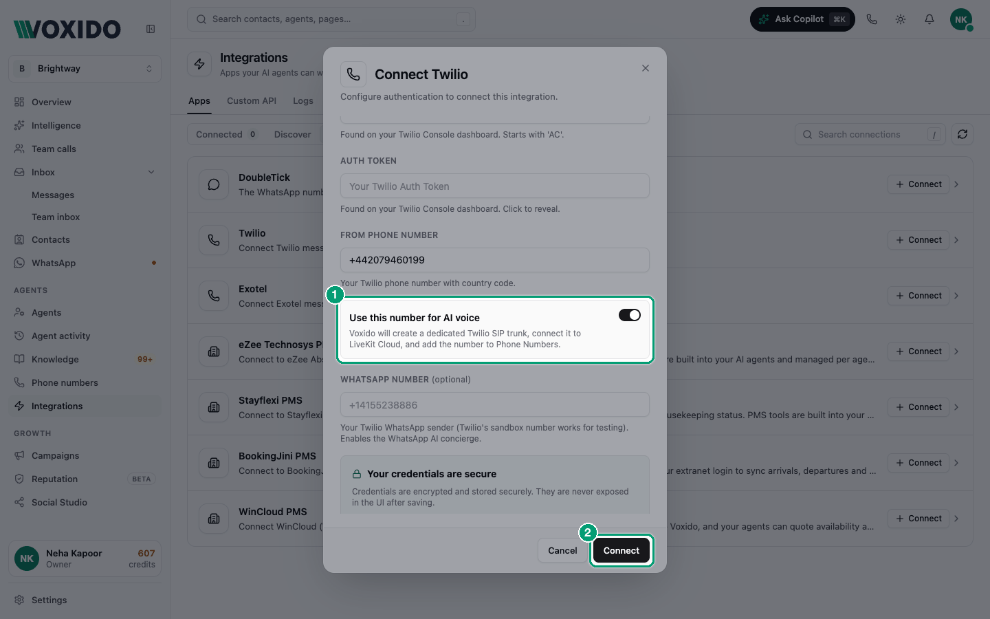 Twilio connect form