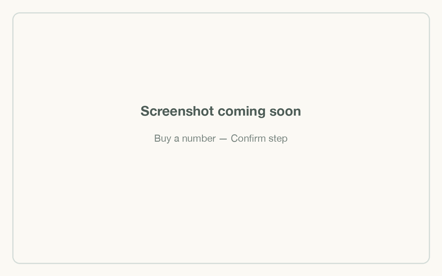 Buy a number — Confirm step