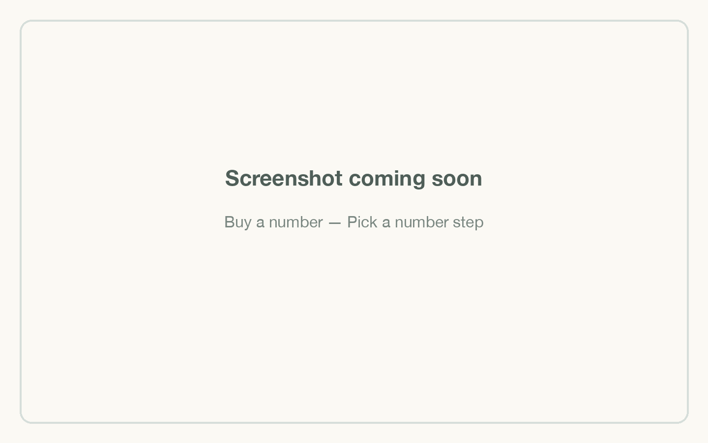 Buy a number — Pick a number step