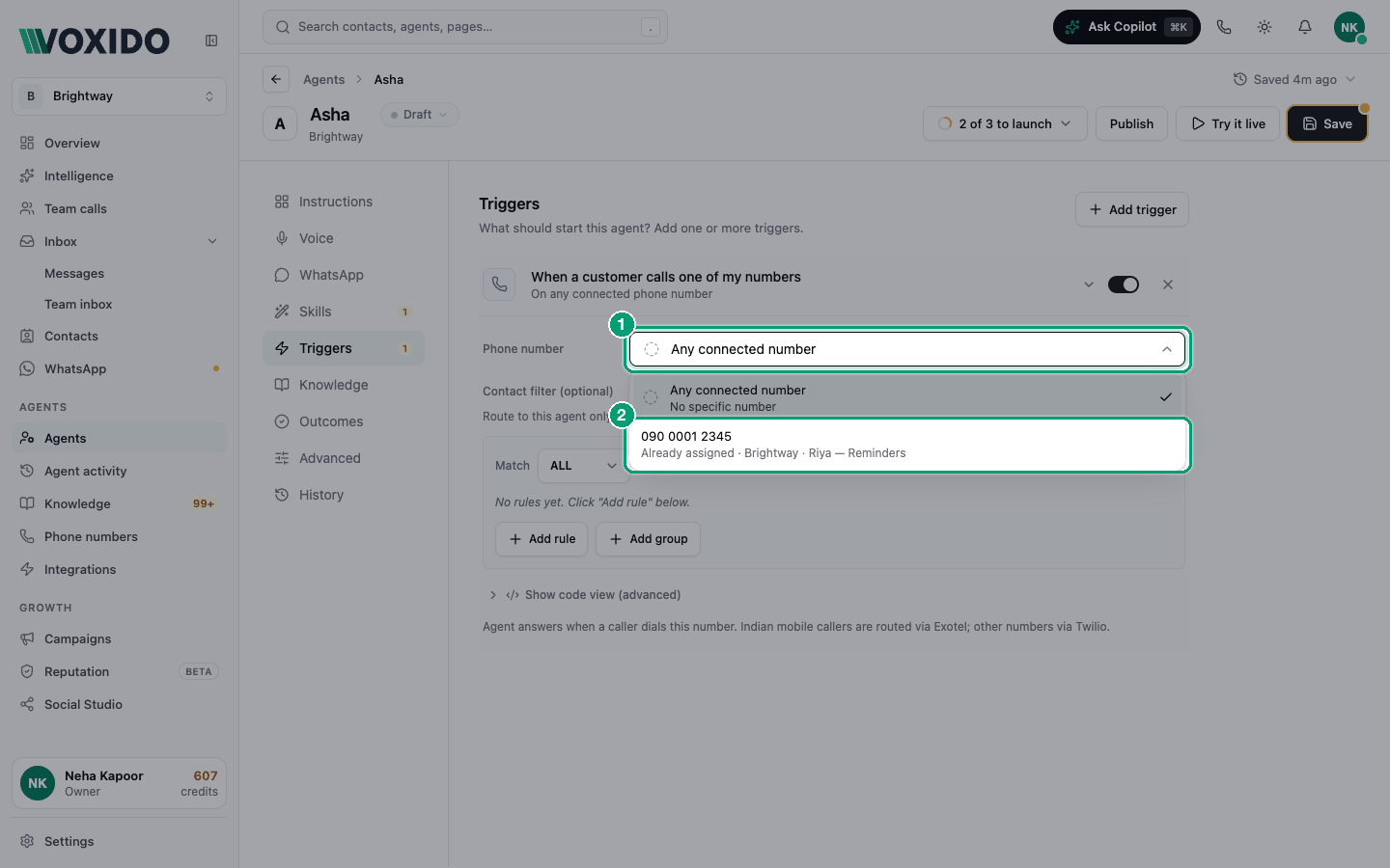 Trigger number picker