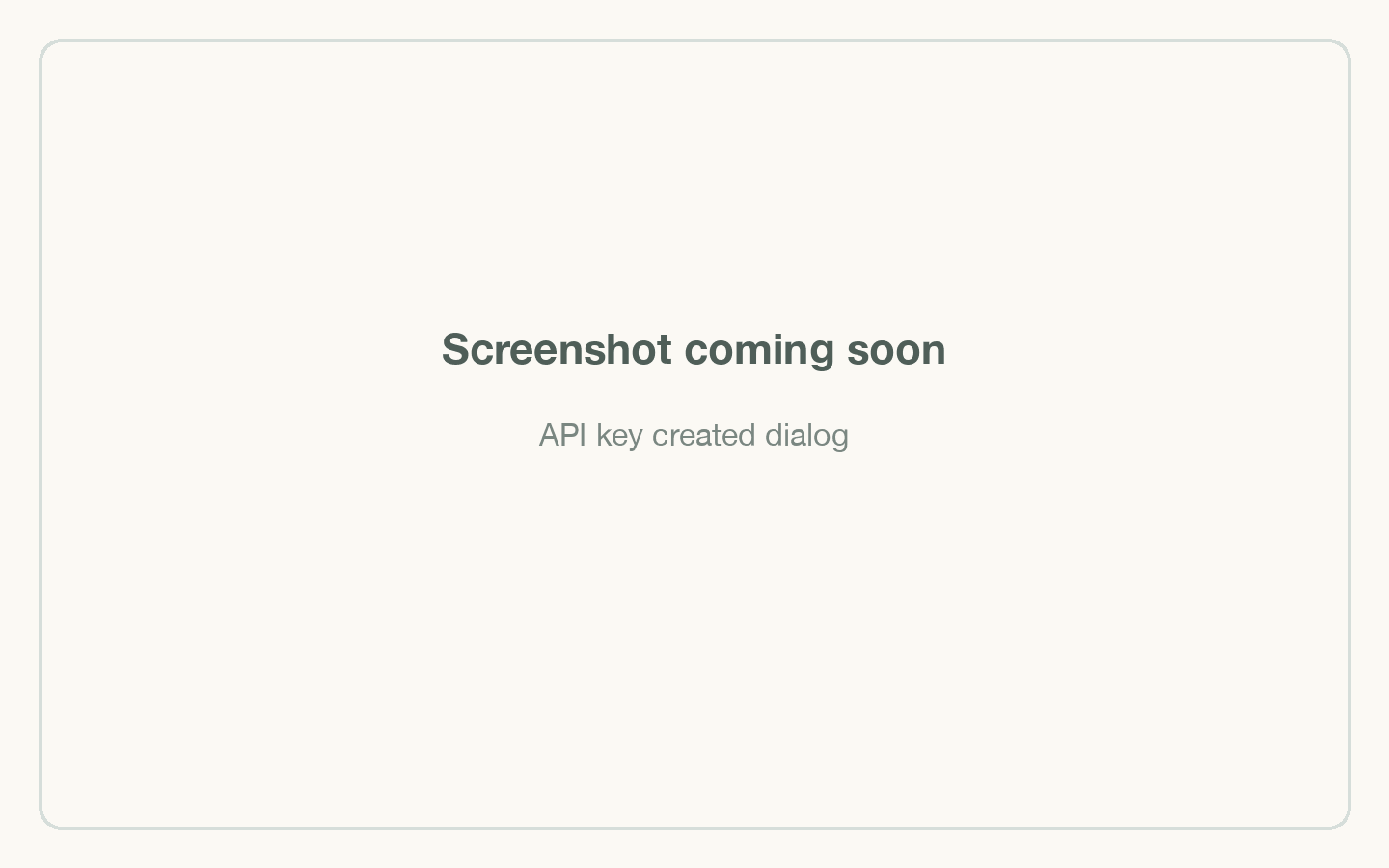 API key created dialog