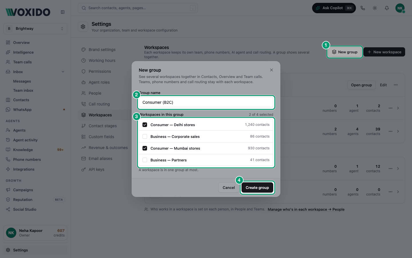 New group dialog