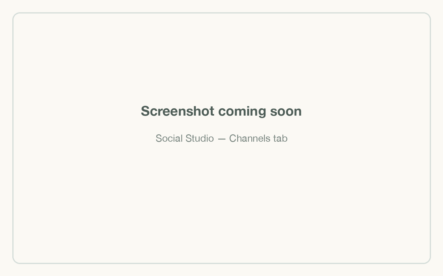 Social Studio — Channels tab