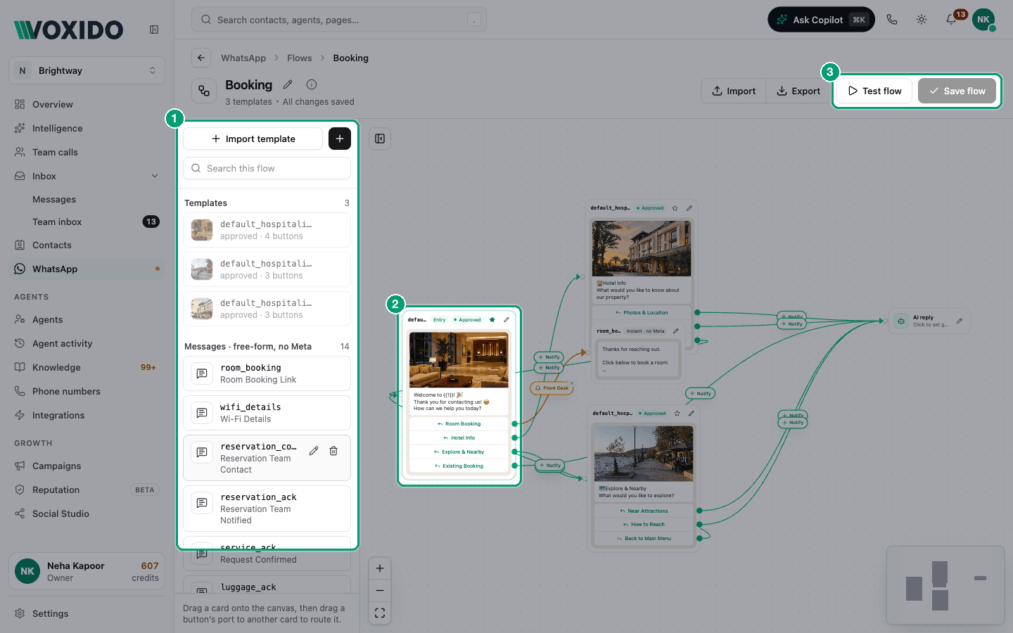 Main menu flow on the canvas