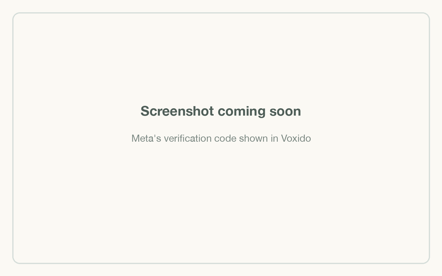 Meta's verification code shown in Voxido